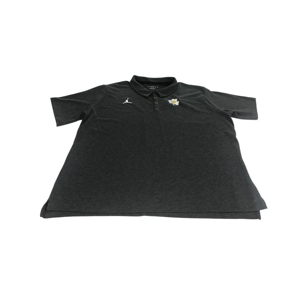 Jordan Mens Dark Gray Polo Shirt Short Sleeve Notre Dame Shamrock Logo‎ XXL